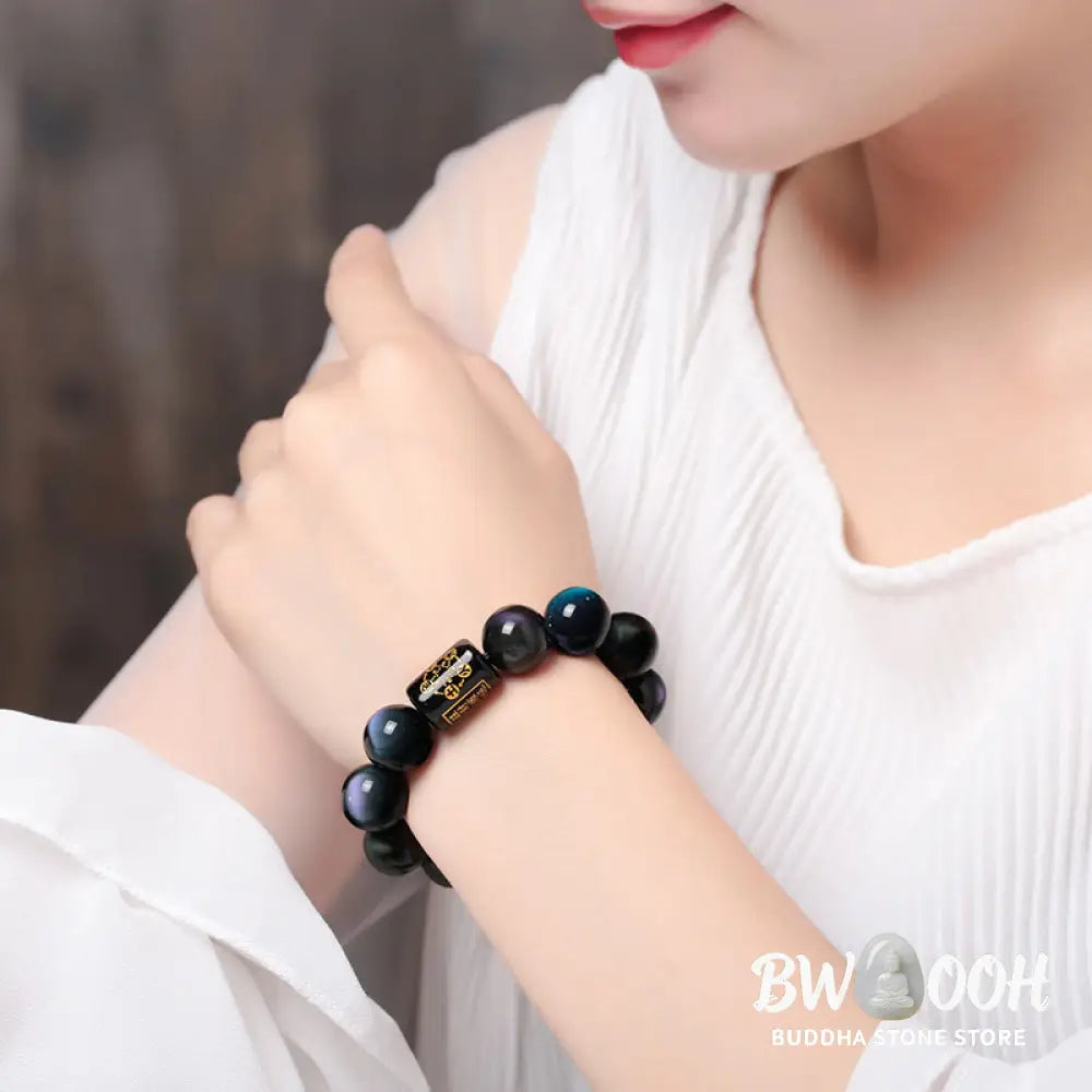 Buddha Stones Natural Rainbow Obsidian Positive Transformation Bracelet - BWOOOH - Bracelet