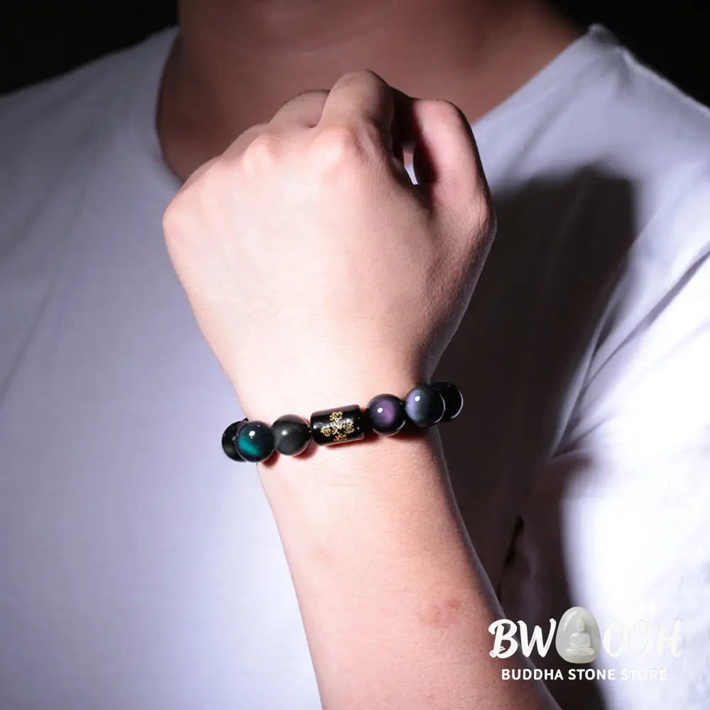 Buddha Stones Natural Rainbow Obsidian Positive Transformation Bracelet - BWOOOH - Bracelet