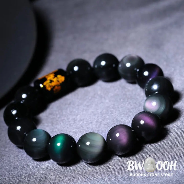 Buddha Stones Natural Rainbow Obsidian Positive Transformation Bracelet - BWOOOH - Bracelet