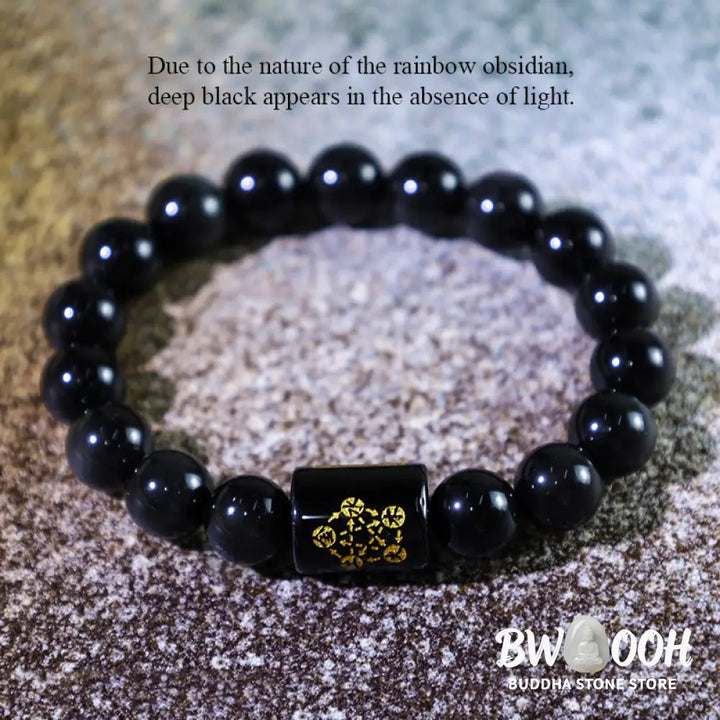 Buddha Stones Natural Rainbow Obsidian Positive Transformation Bracelet - BWOOOH - Bracelet
