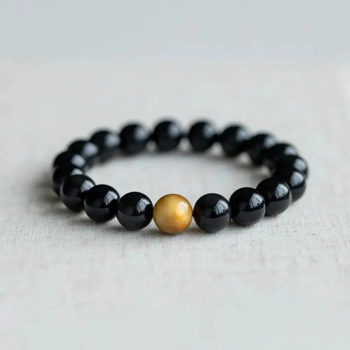 BWOOOH Natural Rainbow Obsidian Tiger Eye Positive Love Bracelet - 6mm(Wrist Circumference 14-16cm) - Bracelet