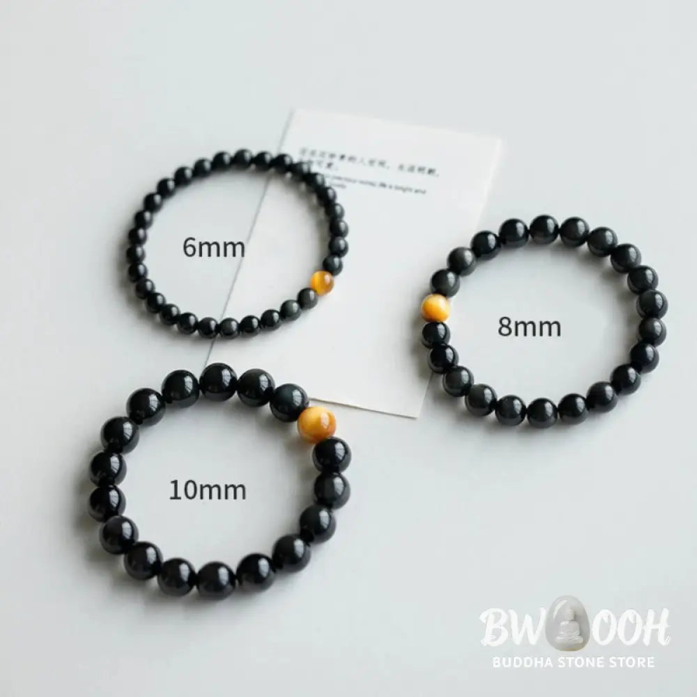 BWOOOH Natural Rainbow Obsidian Tiger Eye Positive Love Bracelet - 6mm(Wrist Circumference 14-16cm) - Bracelet