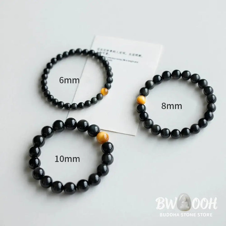 BWOOOH Natural Rainbow Obsidian Tiger Eye Positive Love Bracelet - 6mm(Wrist Circumference 14-16cm) - Bracelet