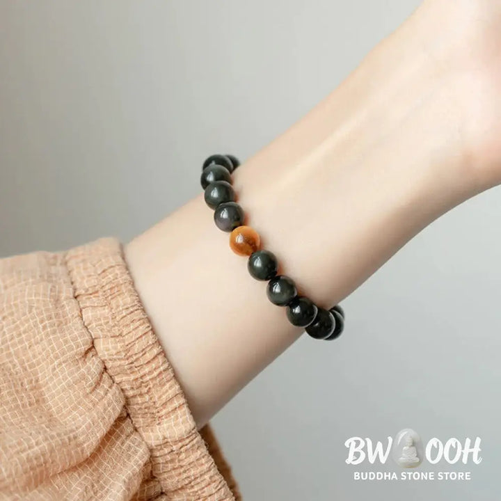 BWOOOH Natural Rainbow Obsidian Tiger Eye Positive Love Bracelet - 6mm(Wrist Circumference 14-16cm) - Bracelet