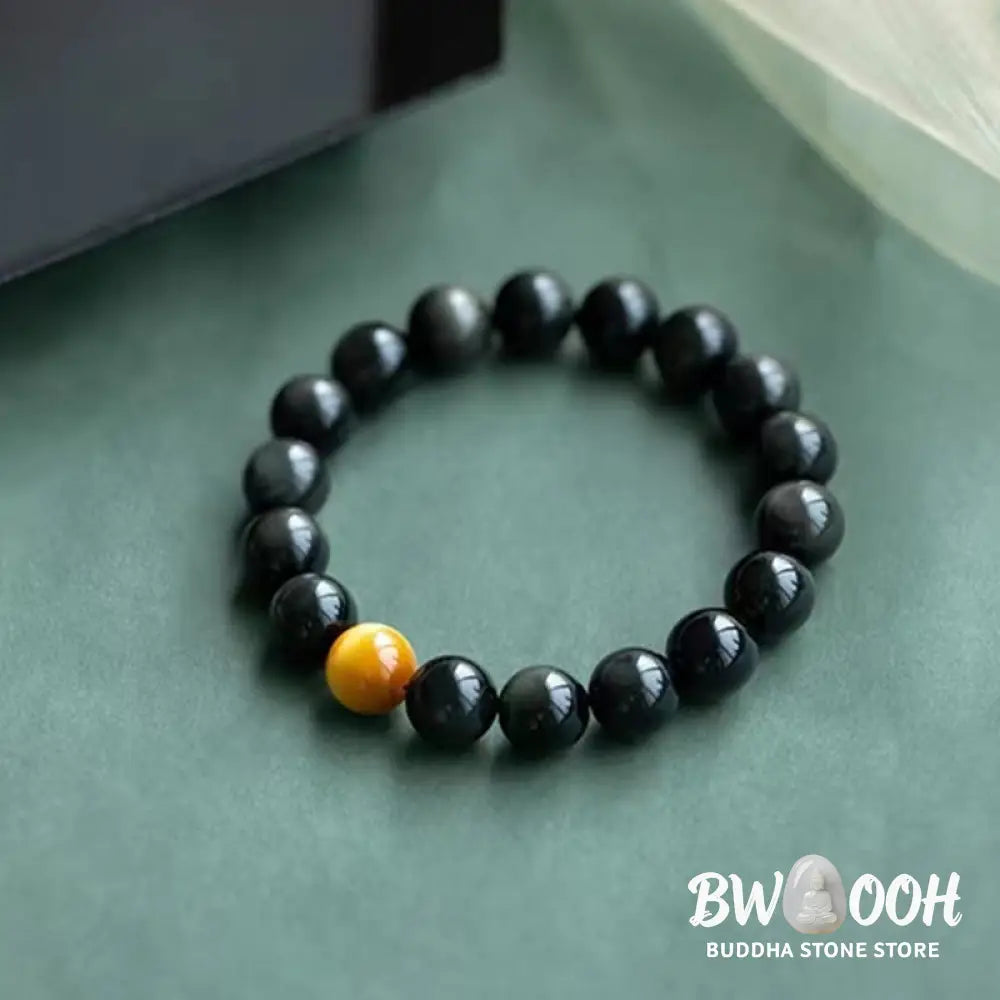BWOOOH Natural Rainbow Obsidian Tiger Eye Positive Love Bracelet - 6mm(Wrist Circumference 14-16cm) - Bracelet