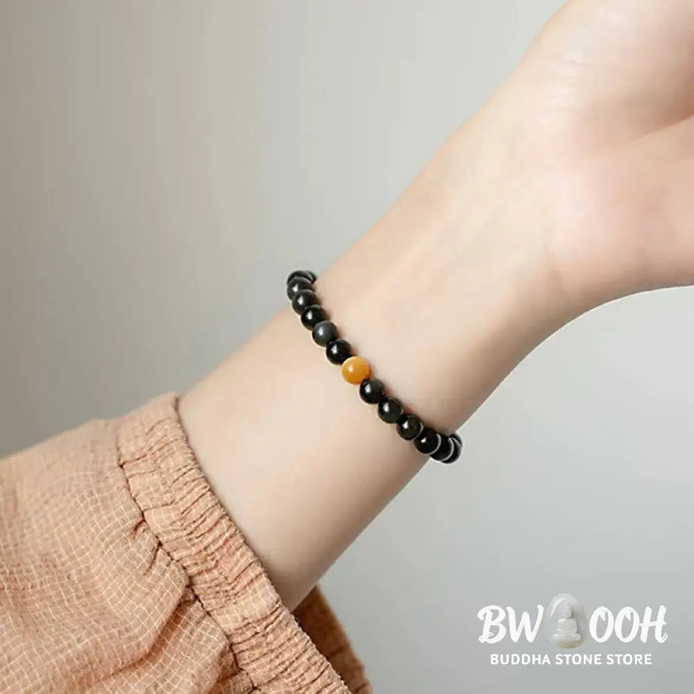 BWOOOH Natural Rainbow Obsidian Tiger Eye Positive Love Bracelet - 6mm(Wrist Circumference 14-16cm) - Bracelet