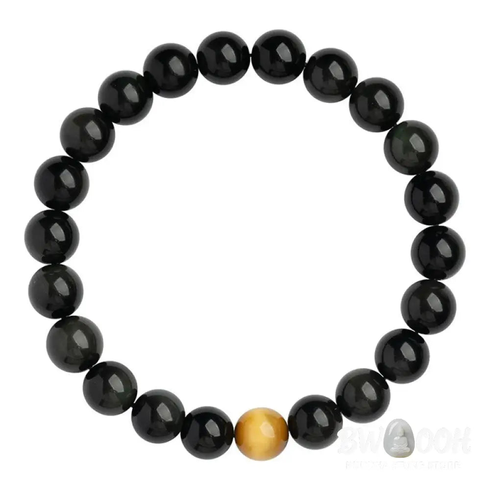 BWOOOH Natural Rainbow Obsidian Tiger Eye Positive Love Bracelet - 6mm(Wrist Circumference 14-16cm) - Bracelet