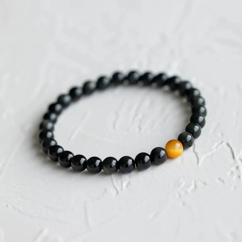 BWOOOH Natural Rainbow Obsidian Tiger Eye Positive Love Bracelet - 6mm(Wrist Circumference 14-16cm) - Bracelet