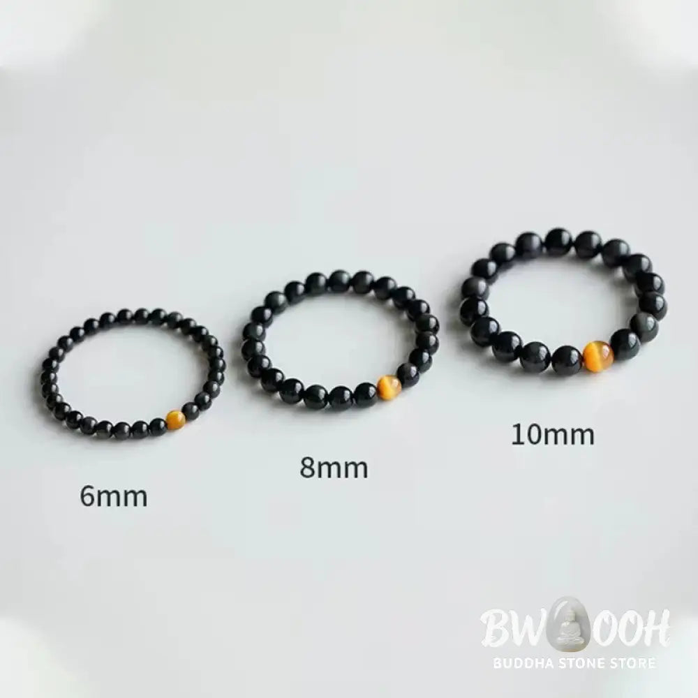 BWOOOH Natural Rainbow Obsidian Tiger Eye Positive Love Bracelet - 6mm(Wrist Circumference 14-16cm) - Bracelet