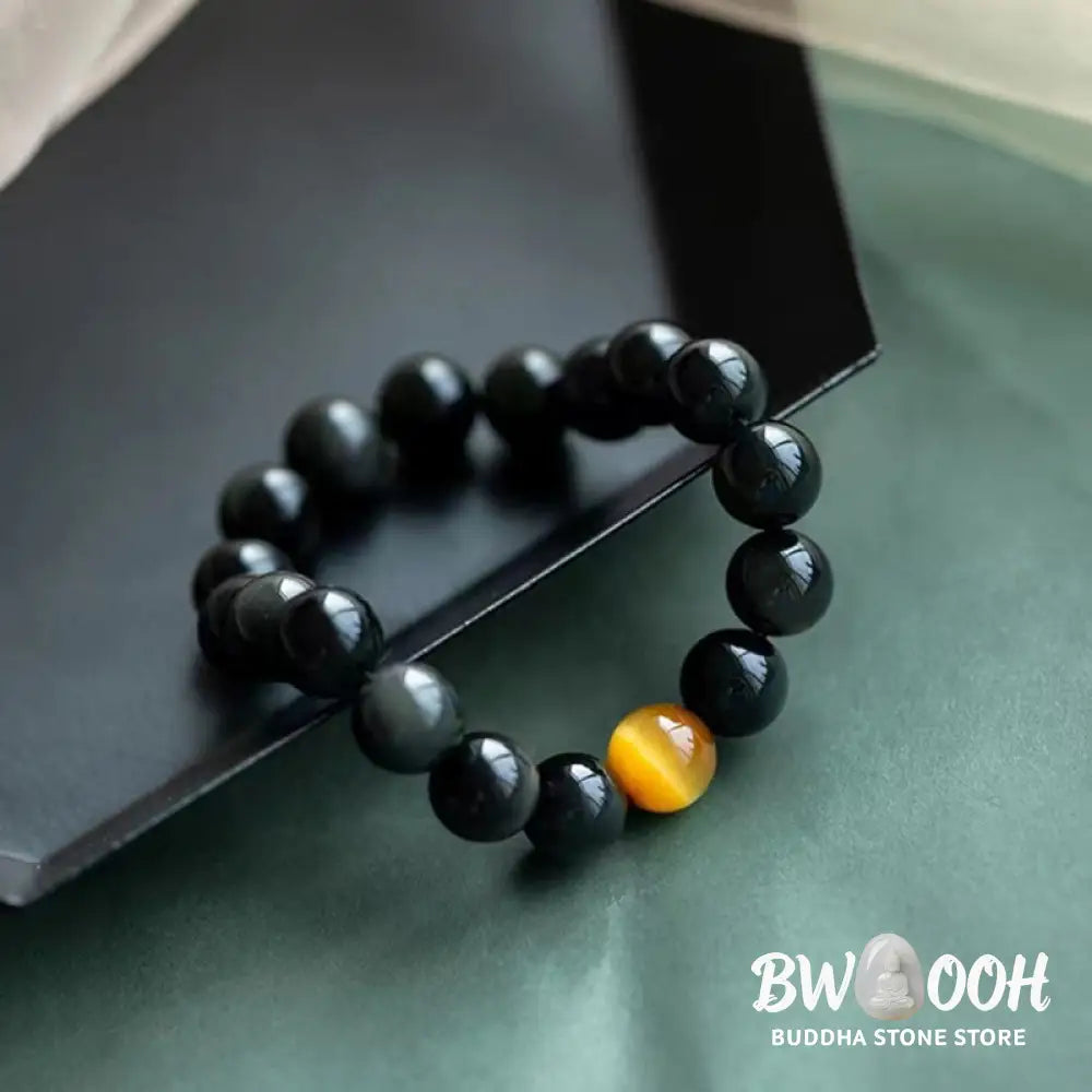 BWOOOH Natural Rainbow Obsidian Tiger Eye Positive Love Bracelet - 6mm(Wrist Circumference 14-16cm) - Bracelet