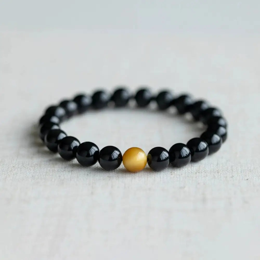 BWOOOH Natural Rainbow Obsidian Tiger Eye Positive Love Bracelet - 6mm(Wrist Circumference 14-16cm) - Bracelet