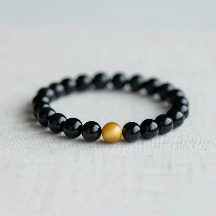 BWOOOH Natural Rainbow Obsidian Tiger Eye Positive Love Bracelet - 6mm(Wrist Circumference 14-16cm) - Bracelet