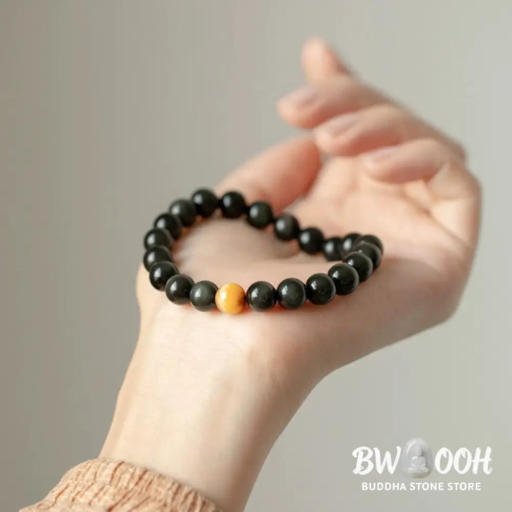 BWOOOH Natural Rainbow Obsidian Tiger Eye Positive Love Bracelet - 6mm(Wrist Circumference 14-16cm) - Bracelet