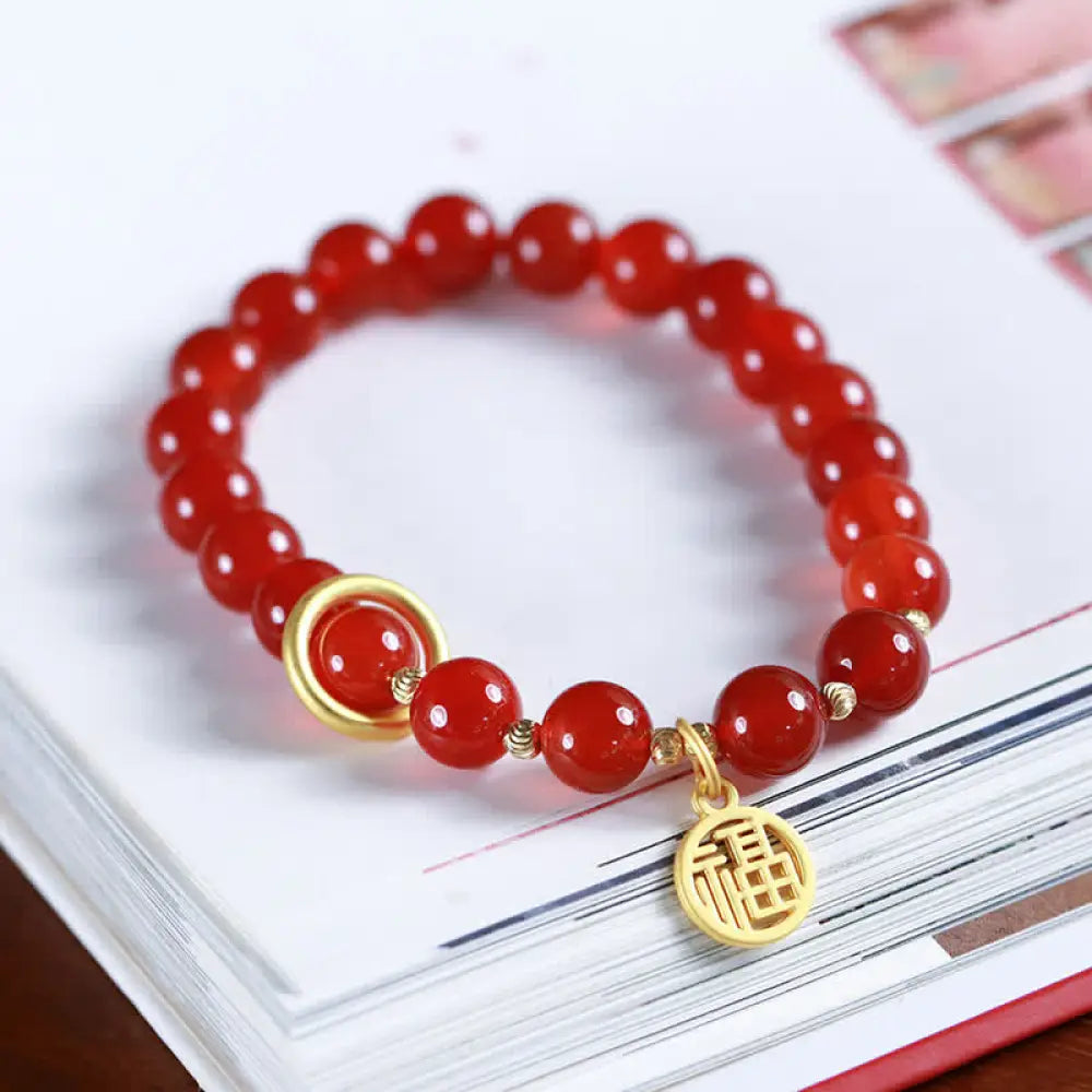 BWOOOH Natural Red Agate Blessing Letter Confidence Bracelet - BWOOOH - Red Agate (Confidence ♥ Calm) - Bracelet
