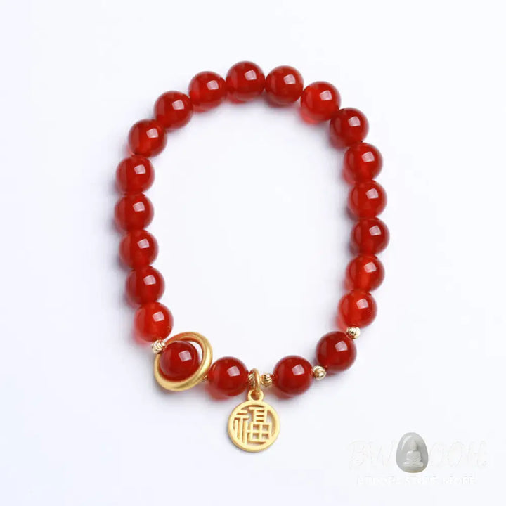 Buddha Stones Natural Red Agate Blessing Letter Confidence Bracelet - BWOOOH - Red Agate (Confidence ♥ Calm) - Bracelet