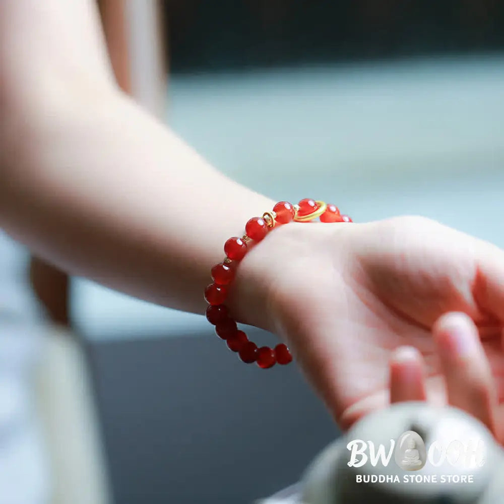 Buddha Stones Natural Red Agate Blessing Letter Confidence Bracelet - BWOOOH - Red Agate (Confidence ♥ Calm) - Bracelet