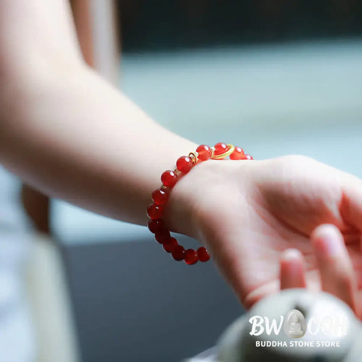 Buddha Stones Natural Red Agate Blessing Letter Confidence Bracelet - BWOOOH - Red Agate (Confidence ♥ Calm) - Bracelet