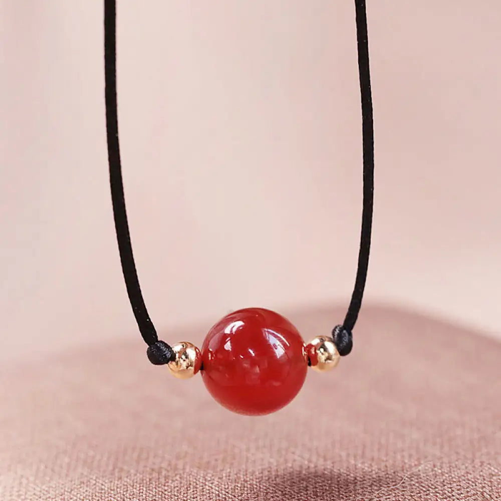 Buddha Stones Natural Red Agate Chalcedony Self-acceptance Confidence String Bead Bracelet Necklace Pendant - BWOOOH