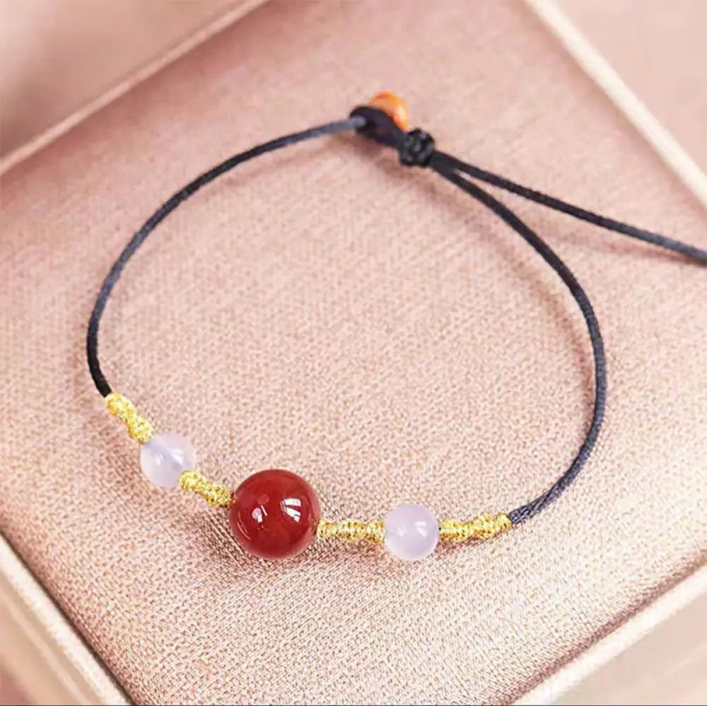 Buddha Stones Natural Red Agate Chalcedony Self-acceptance Confidence String Bead Bracelet Necklace Pendant - BWOOOH