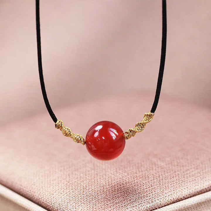Buddha Stones Natural Red Agate Chalcedony Self-acceptance Confidence String Bead Bracelet Necklace Pendant - BWOOOH
