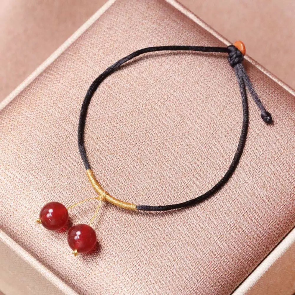 Buddha Stones Natural Red Agate Chalcedony Self-acceptance Confidence String Bead Bracelet Necklace Pendant - BWOOOH