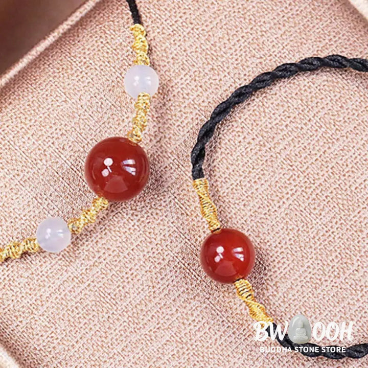 Buddha Stones Natural Red Agate Chalcedony Self-acceptance Confidence String Bead Bracelet Necklace Pendant - BWOOOH