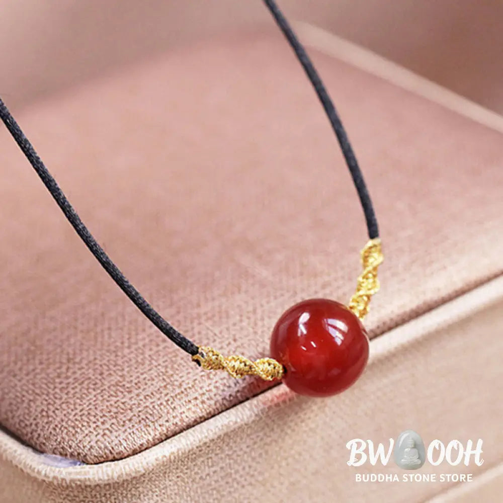 Buddha Stones Natural Red Agate Chalcedony Self-acceptance Confidence String Bead Bracelet Necklace Pendant - BWOOOH