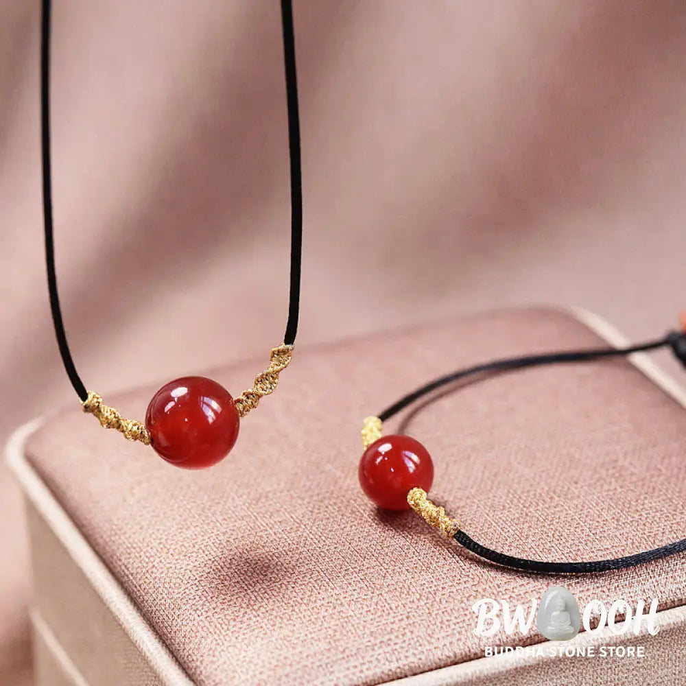Buddha Stones Natural Red Agate Chalcedony Self-acceptance Confidence String Bead Bracelet Necklace Pendant - BWOOOH