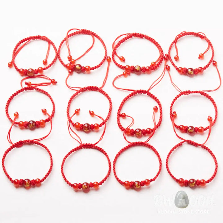 Buddha Stones Natural Red Agate Chinese Zodiac Red String Braided Protection Luck Bracelet - BWOOOH - Bracelet