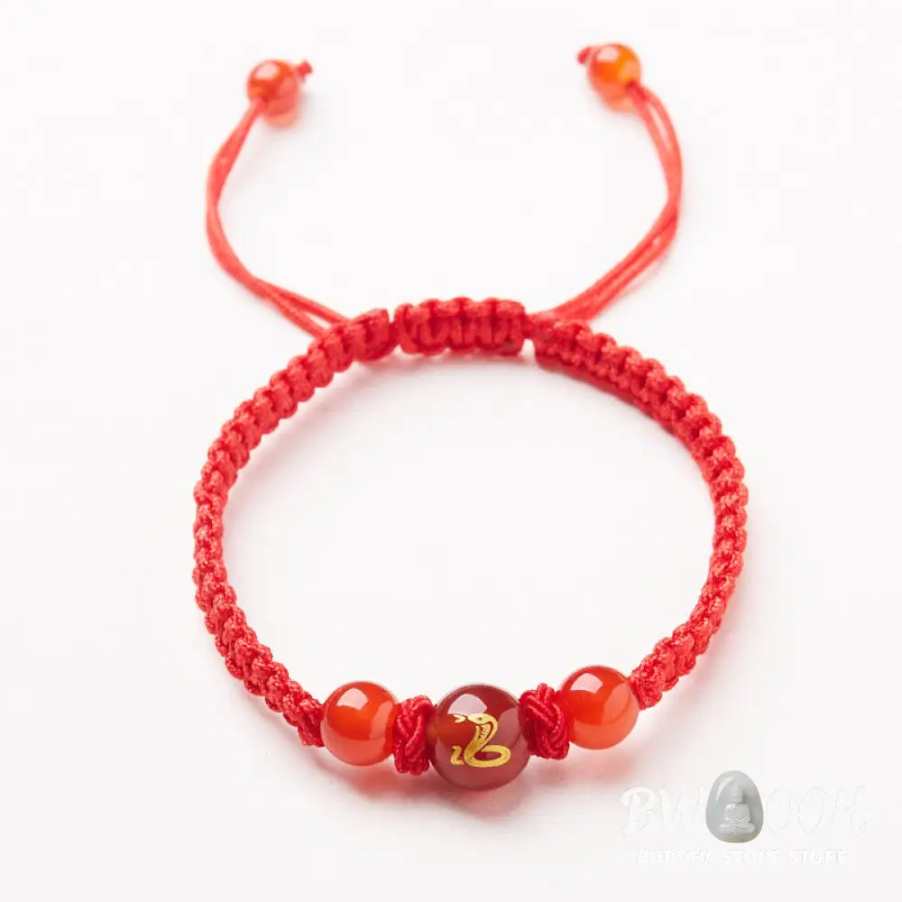 Buddha Stones Natural Red Agate Chinese Zodiac Red String Braided Protection Luck Bracelet - BWOOOH - Bracelet