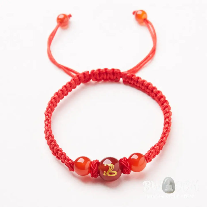 Buddha Stones Natural Red Agate Chinese Zodiac Red String Braided Protection Luck Bracelet - BWOOOH - Bracelet