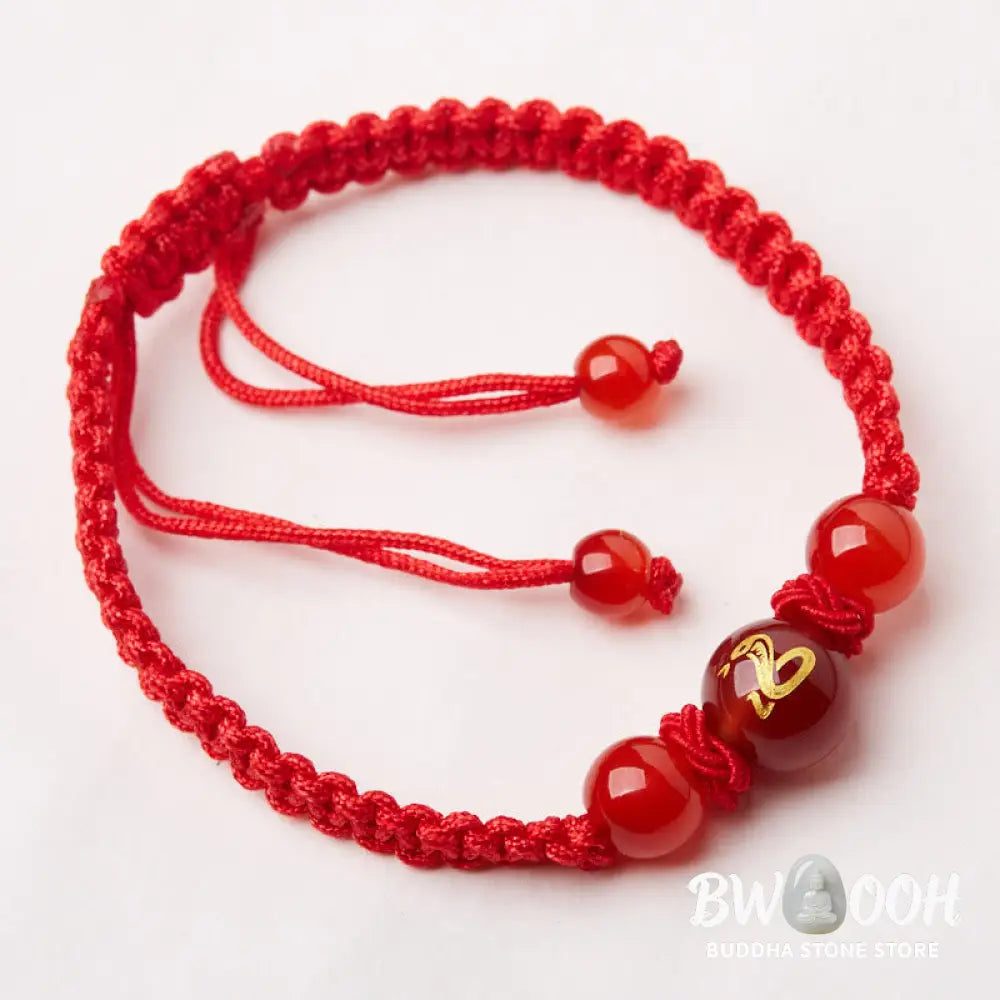 Buddha Stones Natural Red Agate Chinese Zodiac Red String Braided Protection Luck Bracelet - BWOOOH - Bracelet