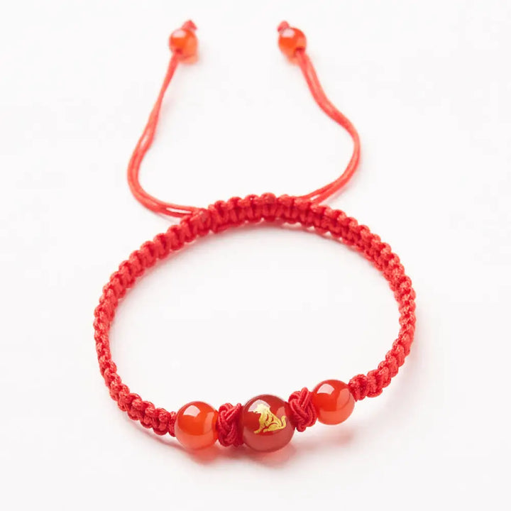Buddha Stones Natural Red Agate Chinese Zodiac Red String Braided Protection Luck Bracelet - BWOOOH - Red Agate Chinese