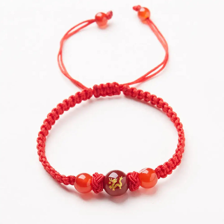 Buddha Stones Natural Red Agate Chinese Zodiac Red String Braided Protection Luck Bracelet - BWOOOH - Red Agate Chinese