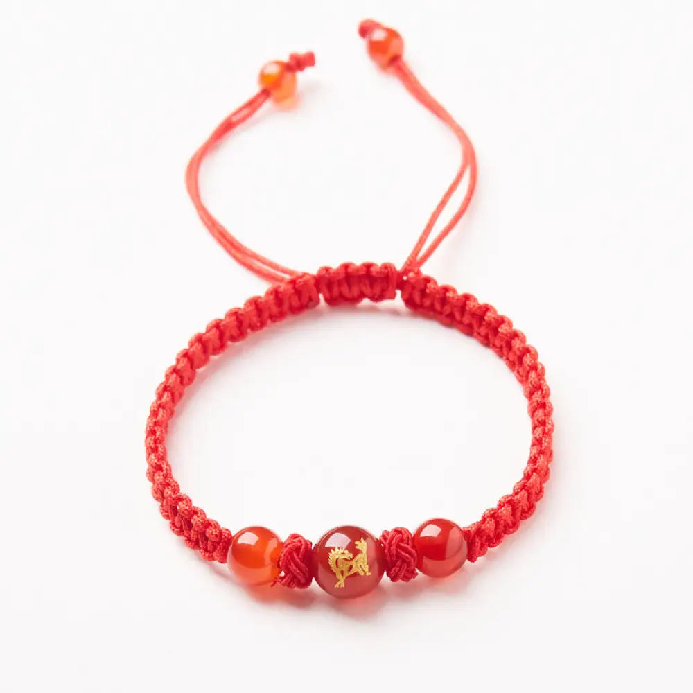 Buddha Stones Natural Red Agate Chinese Zodiac Red String Braided Protection Luck Bracelet - BWOOOH - Red Agate Chinese