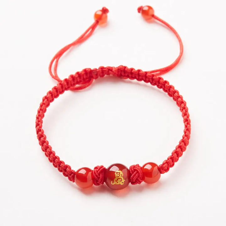 Buddha Stones Natural Red Agate Chinese Zodiac Red String Braided Protection Luck Bracelet - BWOOOH - Red Agate Chinese