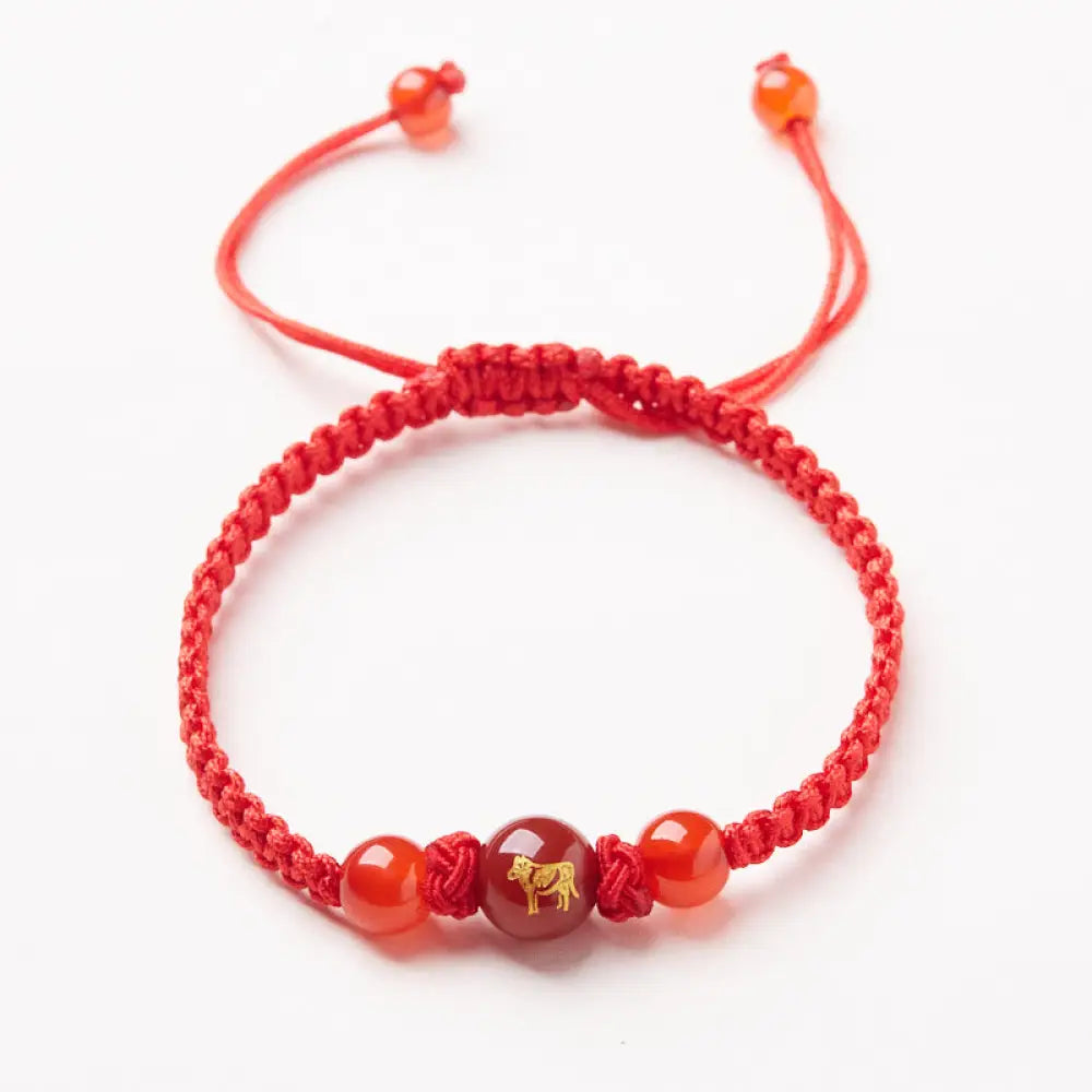 Buddha Stones Natural Red Agate Chinese Zodiac Red String Braided Protection Luck Bracelet - BWOOOH - Red Agate Chinese