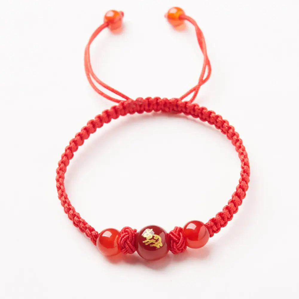 Buddha Stones Natural Red Agate Chinese Zodiac Red String Braided Protection Luck Bracelet - BWOOOH - Red Agate Chinese