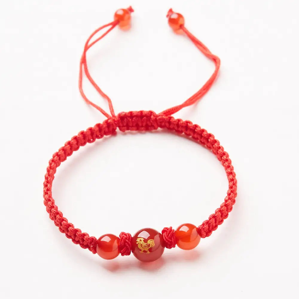 Buddha Stones Natural Red Agate Chinese Zodiac Red String Braided Protection Luck Bracelet - BWOOOH - Red Agate Chinese