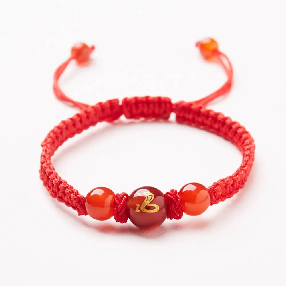 BWOOOH Natural Red Agate Chinese Zodiac Red String Braided Protection Luck Bracelet - BWOOOH - Red Agate Chinese