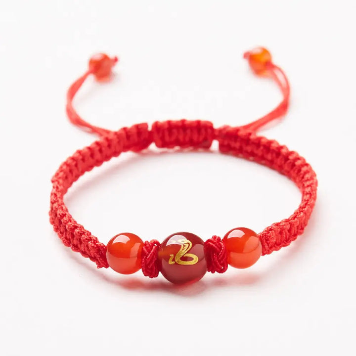BWOOOH Natural Red Agate Chinese Zodiac Red String Braided Protection Luck Bracelet - BWOOOH - Red Agate Chinese