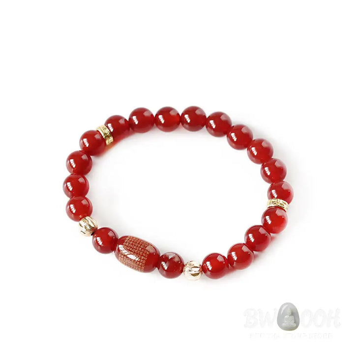 Buddha Stones Natural Red Agate Green Agate Buddhist Sutras Calm Bracelet - BWOOOH - Bracelet