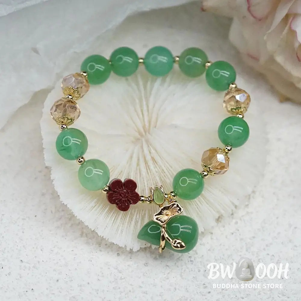 Buddha Stones Natural Red Agate Green Agate Gourd Cinnabar Flower Beads Confidence Bracelet - BWOOOH - Bracelet