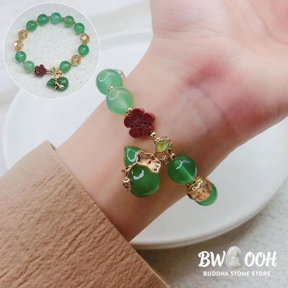 Buddha Stones Natural Red Agate Green Agate Gourd Cinnabar Flower Beads Confidence Bracelet - BWOOOH - Bracelet