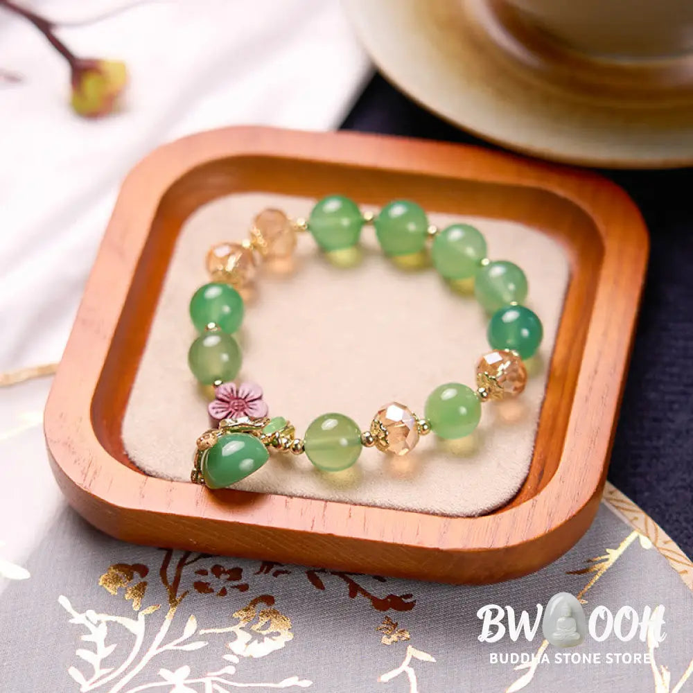 Buddha Stones Natural Red Agate Green Agate Gourd Cinnabar Flower Beads Confidence Bracelet - BWOOOH - Bracelet