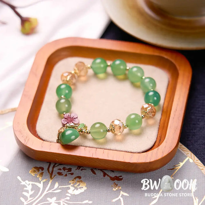 Buddha Stones Natural Red Agate Green Agate Gourd Cinnabar Flower Beads Confidence Bracelet - BWOOOH - Bracelet