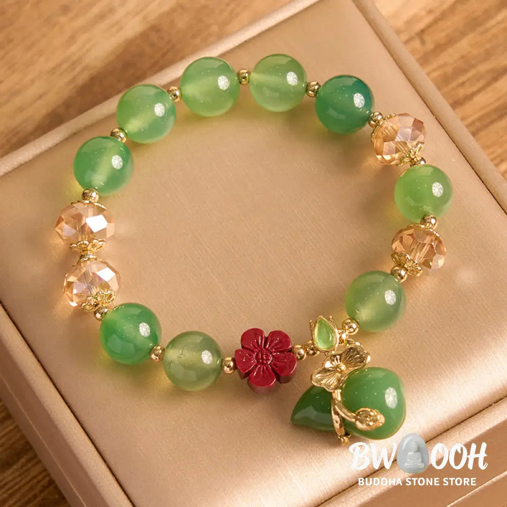 Buddha Stones Natural Red Agate Green Agate Gourd Cinnabar Flower Beads Confidence Bracelet - BWOOOH - Bracelet