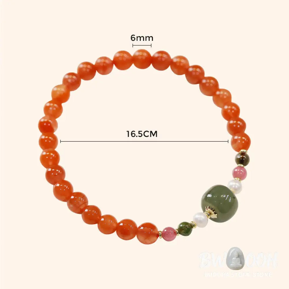 Buddha Stones Natural Red Agate Hetian Jade Bead Confidence Calm Bracelet - BWOOOH - Red Agate(Wrist Circumference