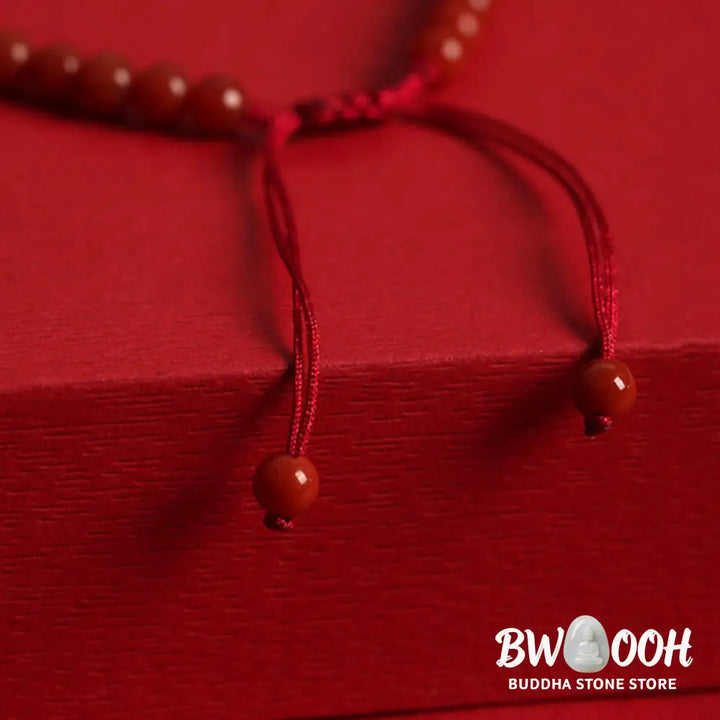 Buddha Stones Natural Red Agate Hetian Jade Double Peace Buckle Confidence Bracelet - BWOOOH - Red