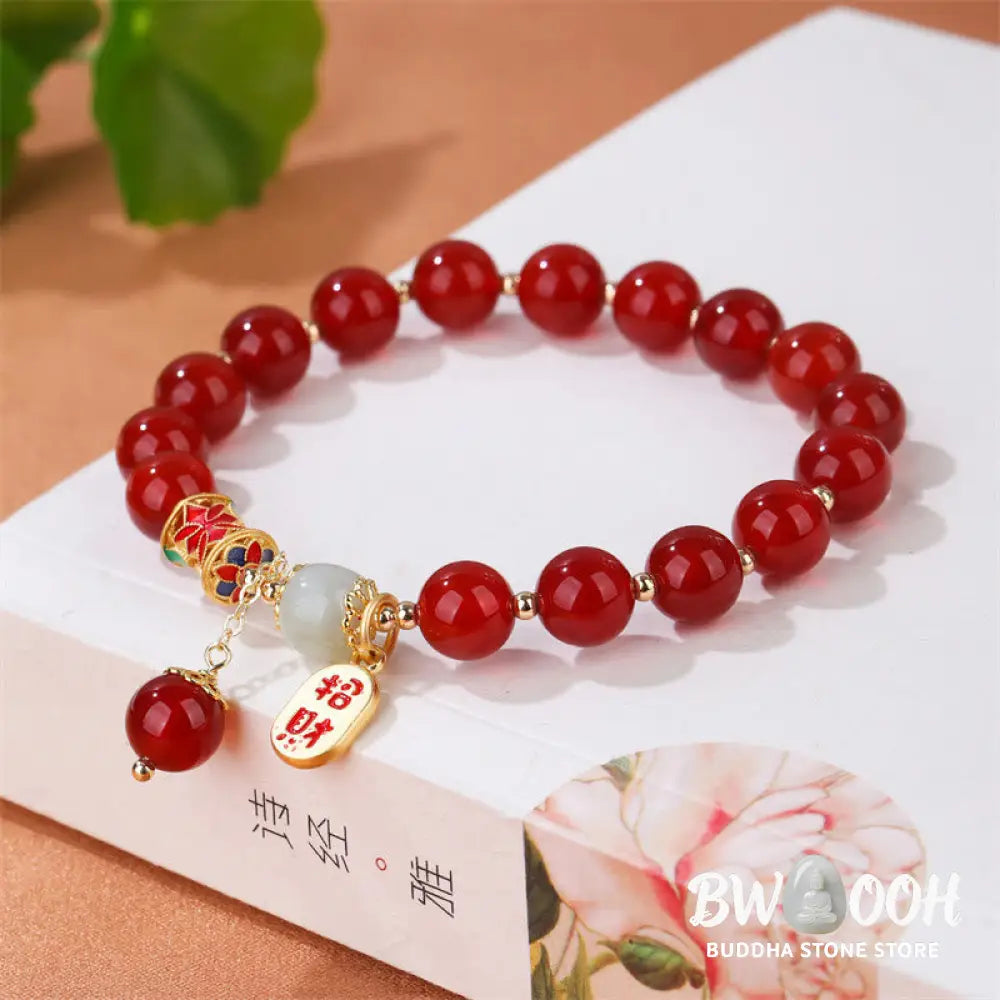Buddha Stones Natural Red Agate Jade Confidence Fortune Blessing Charm Bracelet - BWOOOH - Red Agate(Confidence♥Calm)